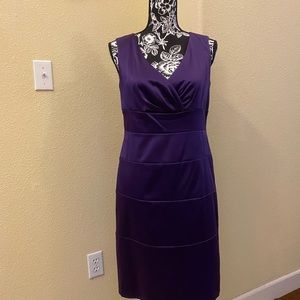 Tahari Fitted Plunging Neckline Dress